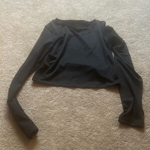 Black Cropped Long Sleeve Sweatshirt